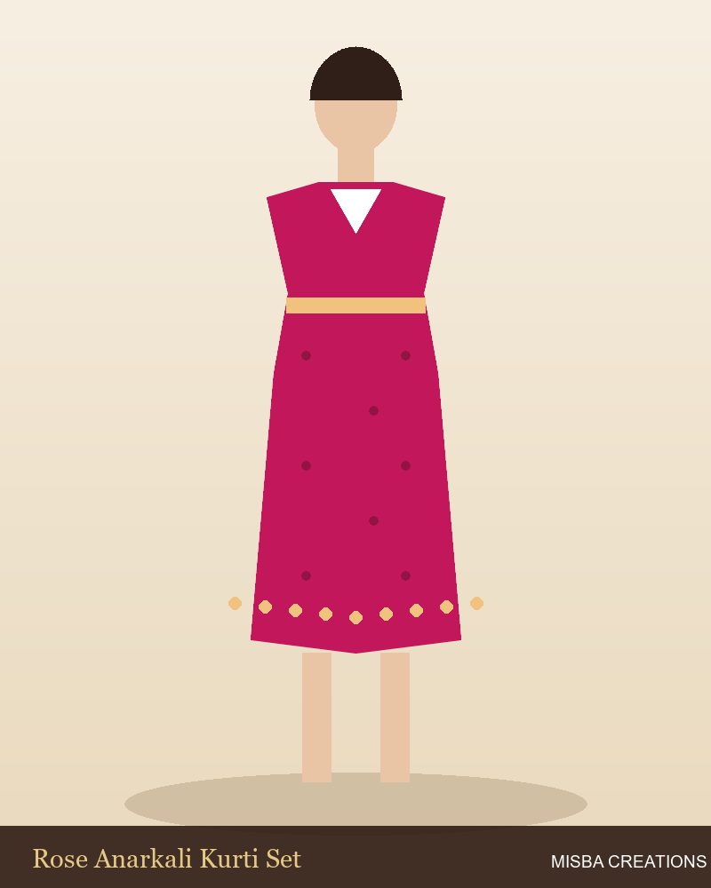 Rose Anarkali Kurti Set